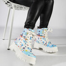BUFFALO Aspha Lace Up Hi - Vegan Nappa - White Rainbow