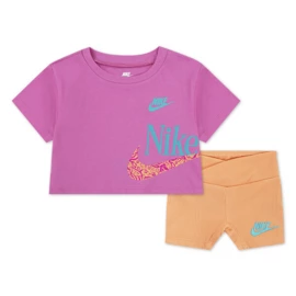 NIKE KIDS GIRL WILD FLOWER BOXY TEE SHORT